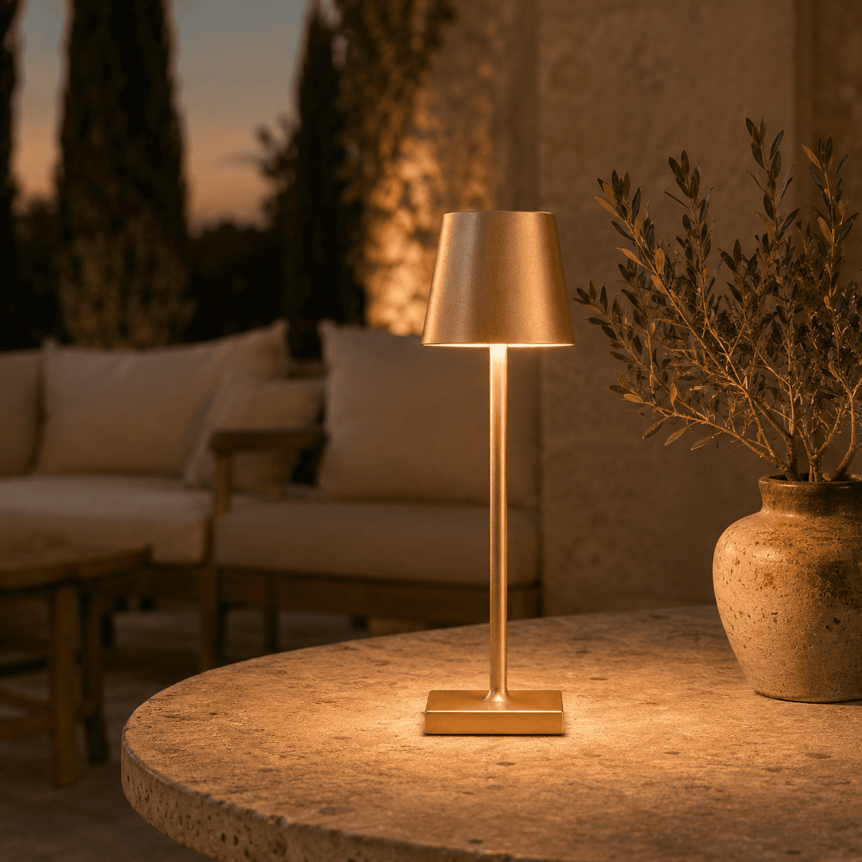 Kabellose LED Tischlampe Aluminium – IP65, Touch dimmbar, Akku 5200mAh, bis 20h, USB