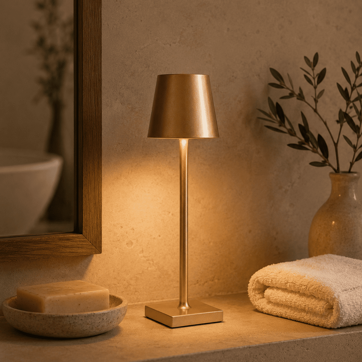 Kabellose LED Tischlampe Aluminium – IP65, Touch dimmbar, Akku 5200mAh, bis 20h, USB