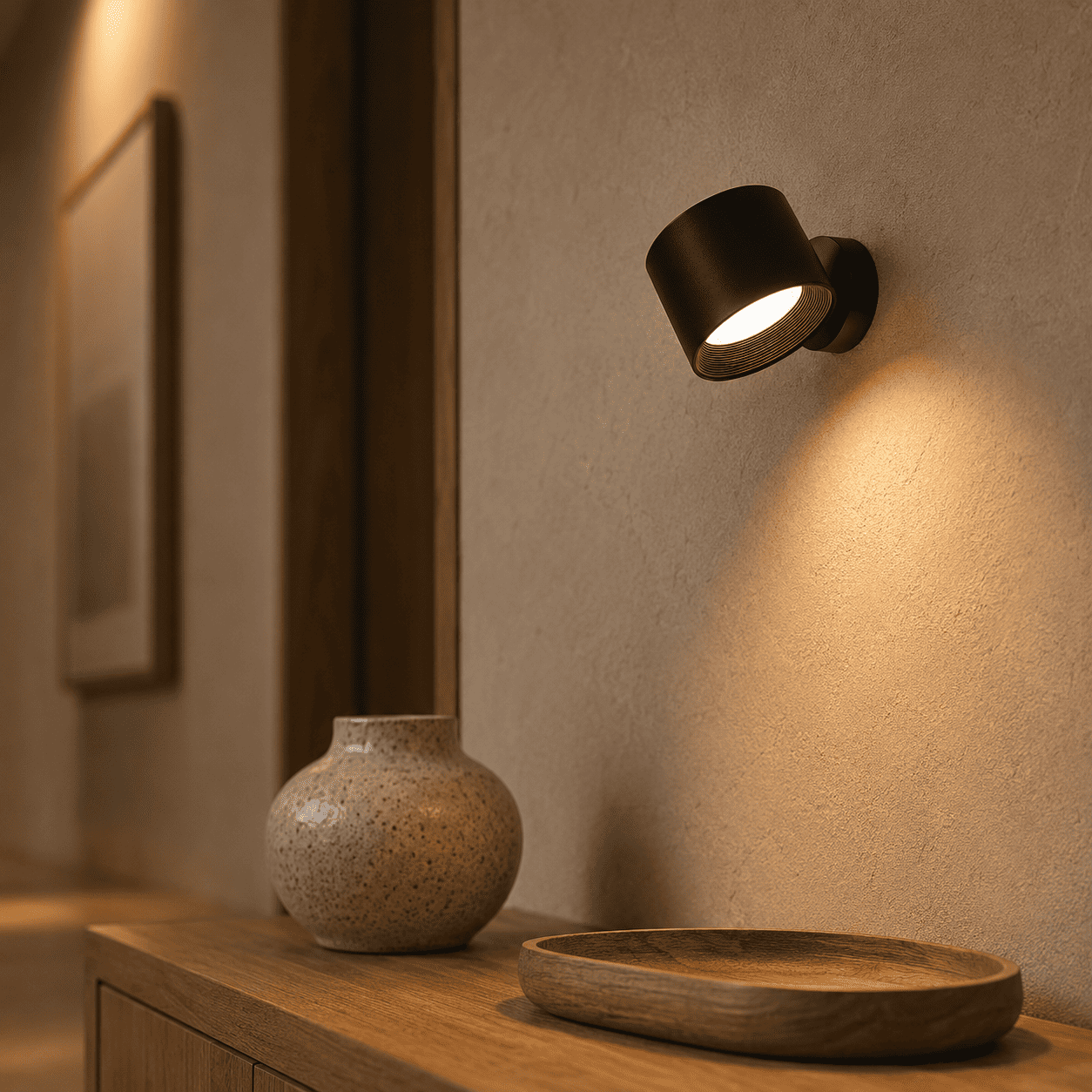 Kabellose LED Wandleuchte – 360° drehbar, dimmbar, 3 Farbtemperaturen, Akku 2200mAh, USB-C