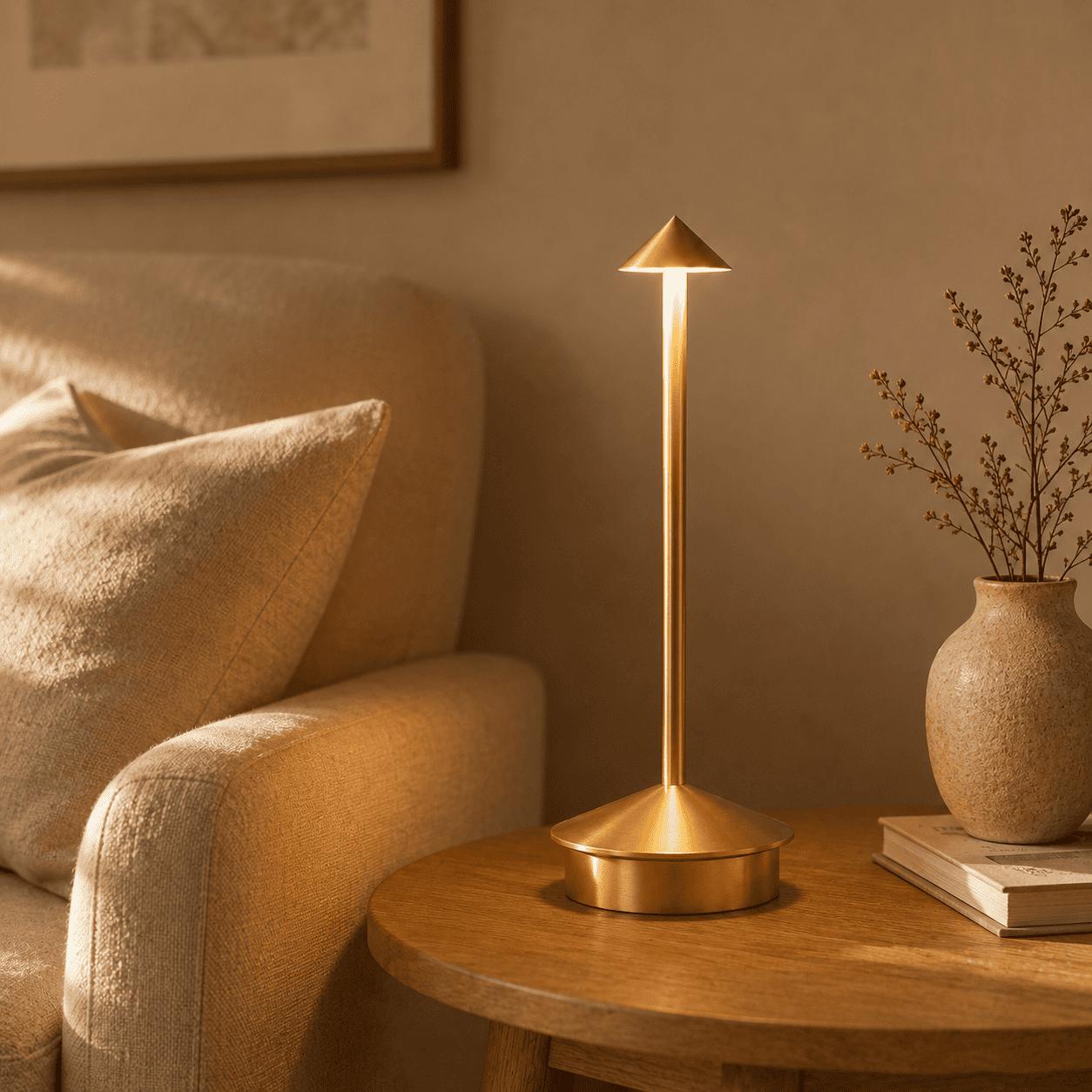 Tischlampe Skandinavisch – Warmes Licht, 28,5 cm, Minimalistisches Design, Wohnzimmer