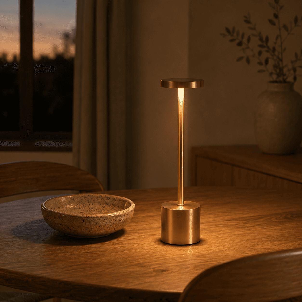 Kabellose LED Tischlampe – Metall, Touch dimmbar, Akku bis 15h, USB aufladbar