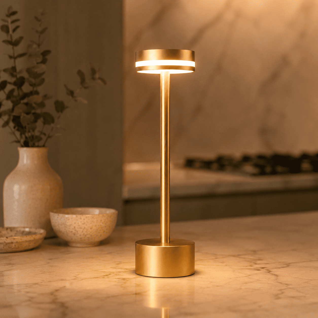 Kabellose LED Tischlampe Aluminium – Touch dimmbar, 3 Lichtfarben, Akku 3600mAh, 12–16h