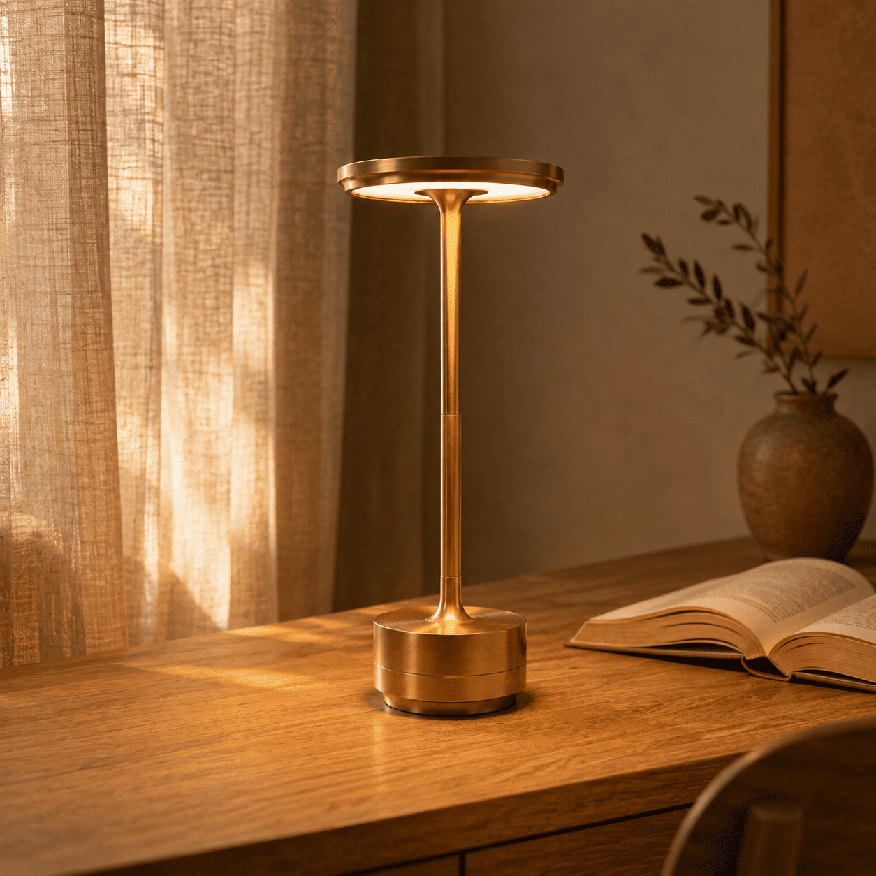 Kabellose LED Tischlampe Metall – Touch dimmbar, 3 Lichtfarben, Akku bis 20h, USB