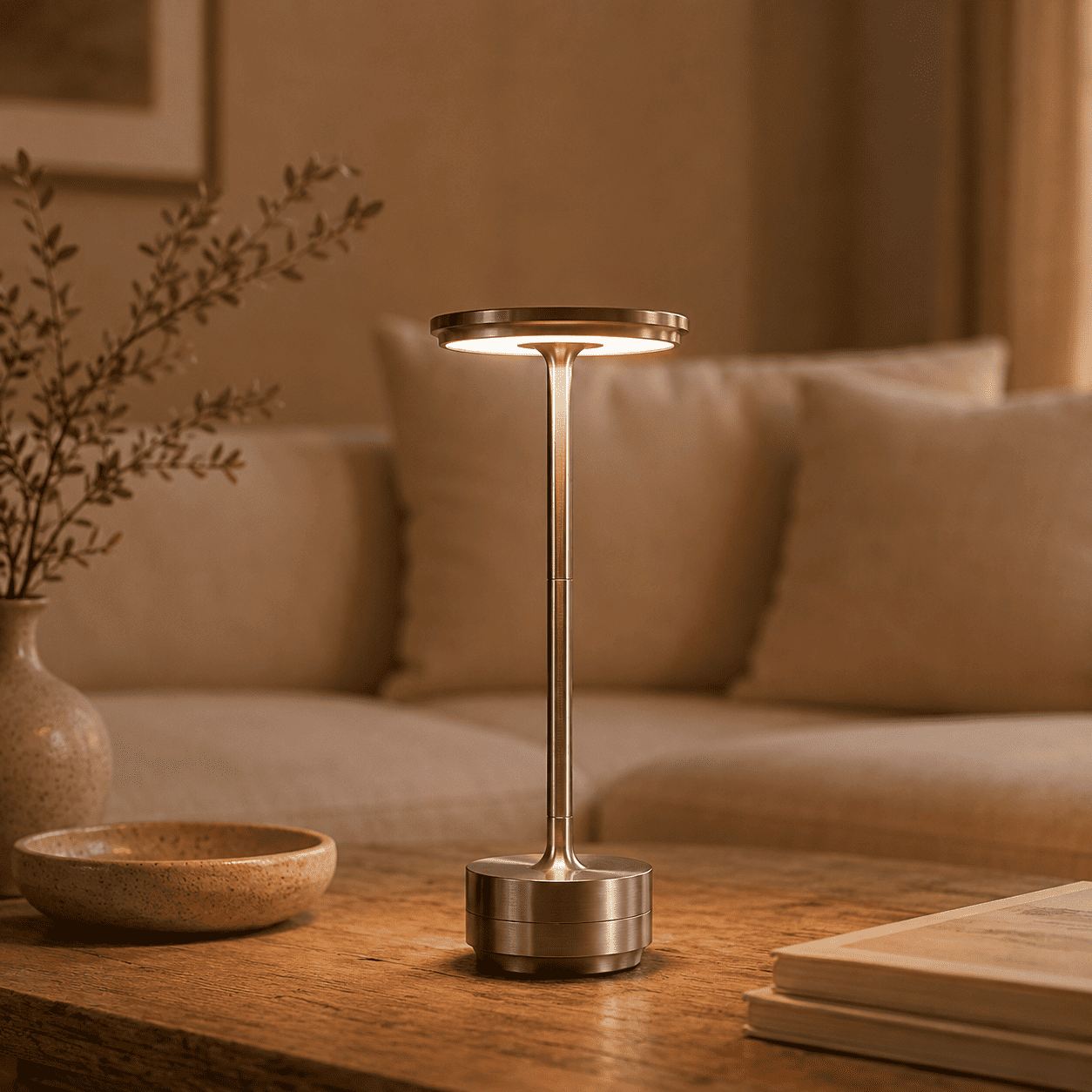 Kabellose LED Tischlampe Metall – Touch dimmbar, 3 Lichtfarben, Akku bis 20h, USB